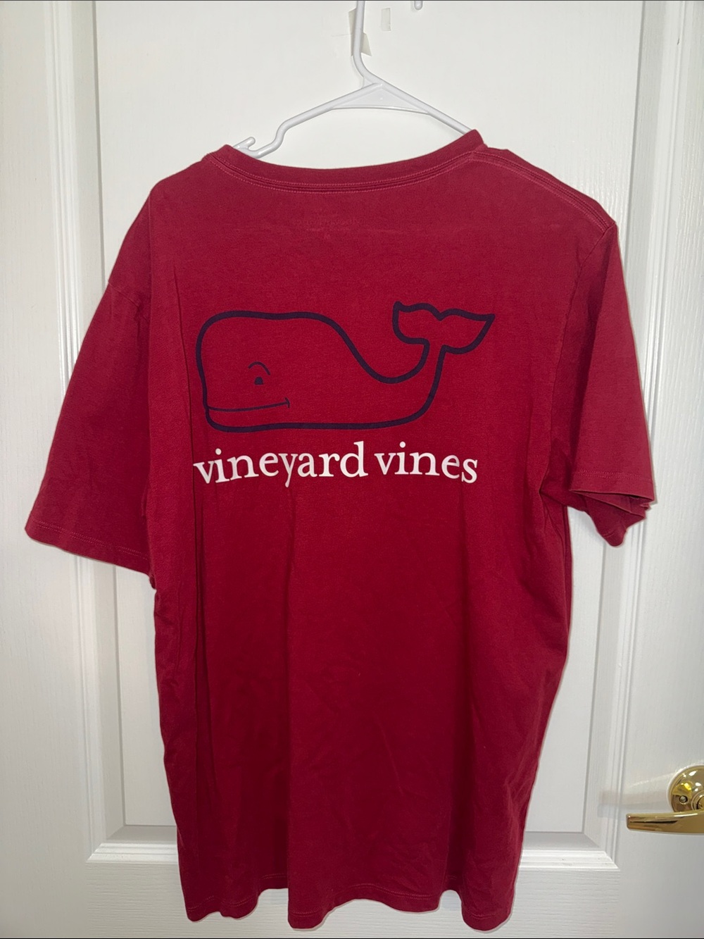 Vineyard Vines Navy Whale Logo on Maroon Tee
